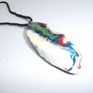 Mermaid smoke painted Driftwood Necklace